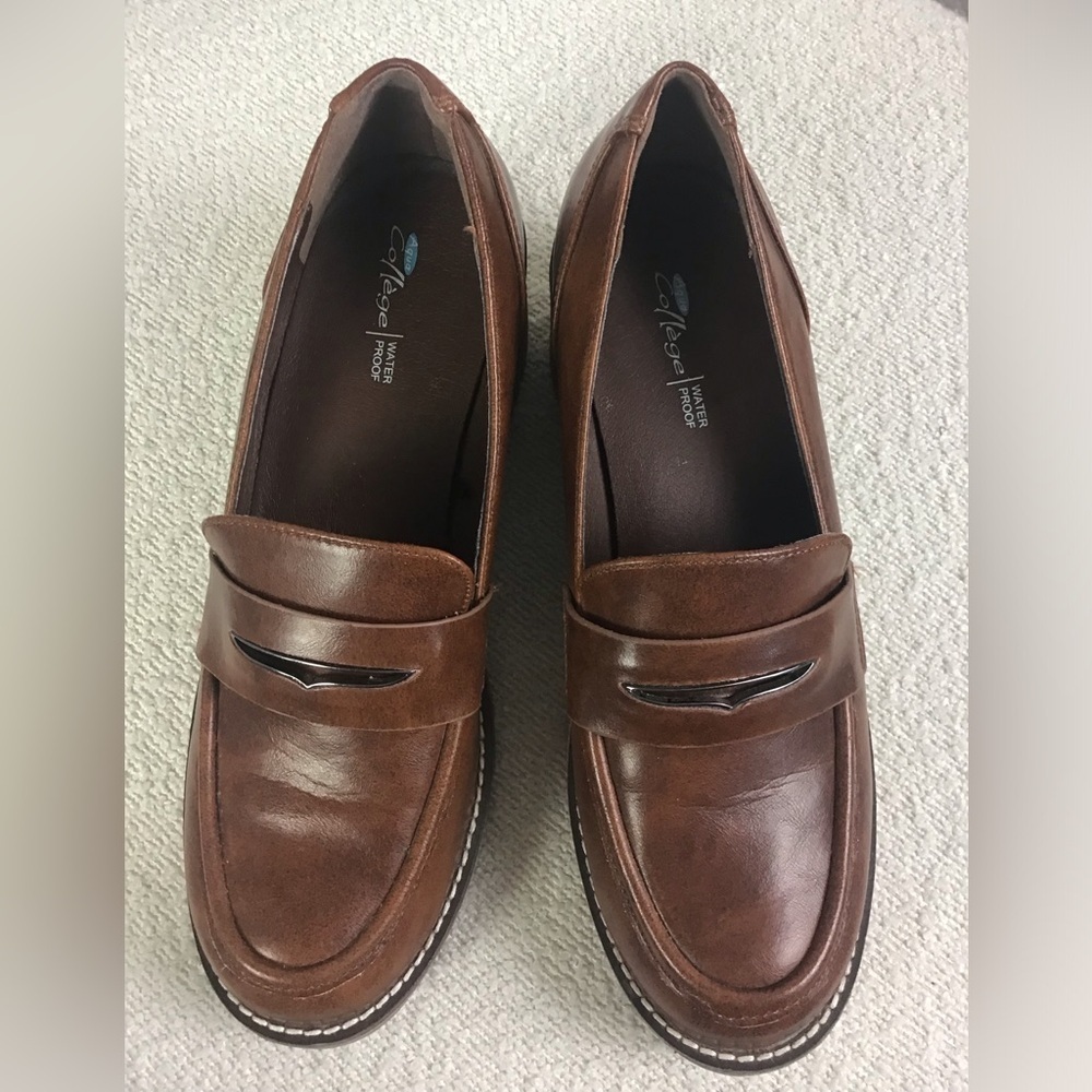 Aqua College Womens Daria Cognac Leather Slip-On Loafers Size 9 - Picture 9 of 10